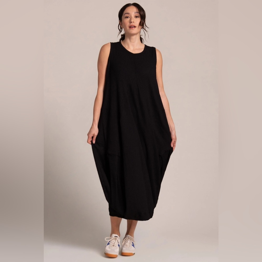 Sympli Black Sleeveless Balloon Maxi Dress